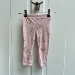 Okie Dokie 18M Light Pink and Gold Unicorn Stretch Leggings Pants
